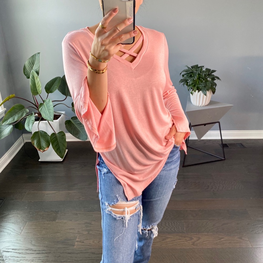 🏷Gloria Cross Top Heather Blush